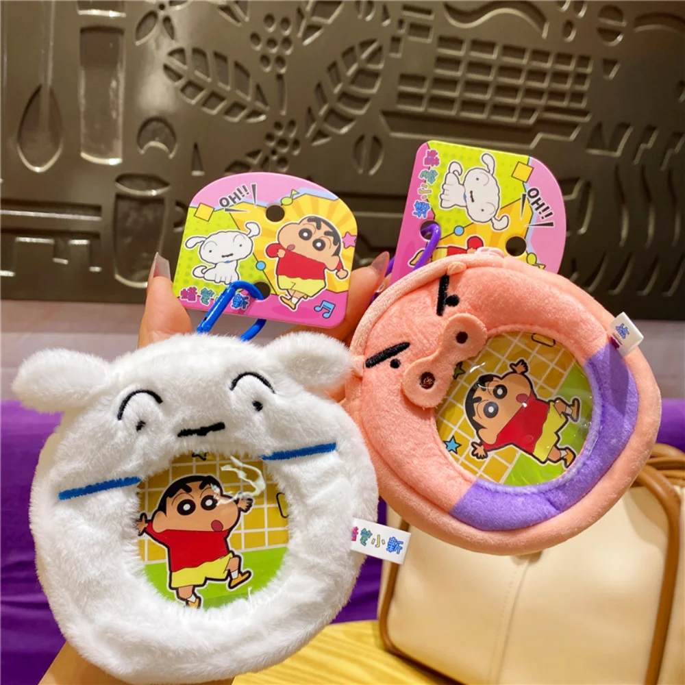 Portachiavi portamonete portatile autentico Crayon Shin-Chan Kawaii Cartoon Girlish Heart Auricolare Rossetto Organizer Borsa Portachiavi Regali