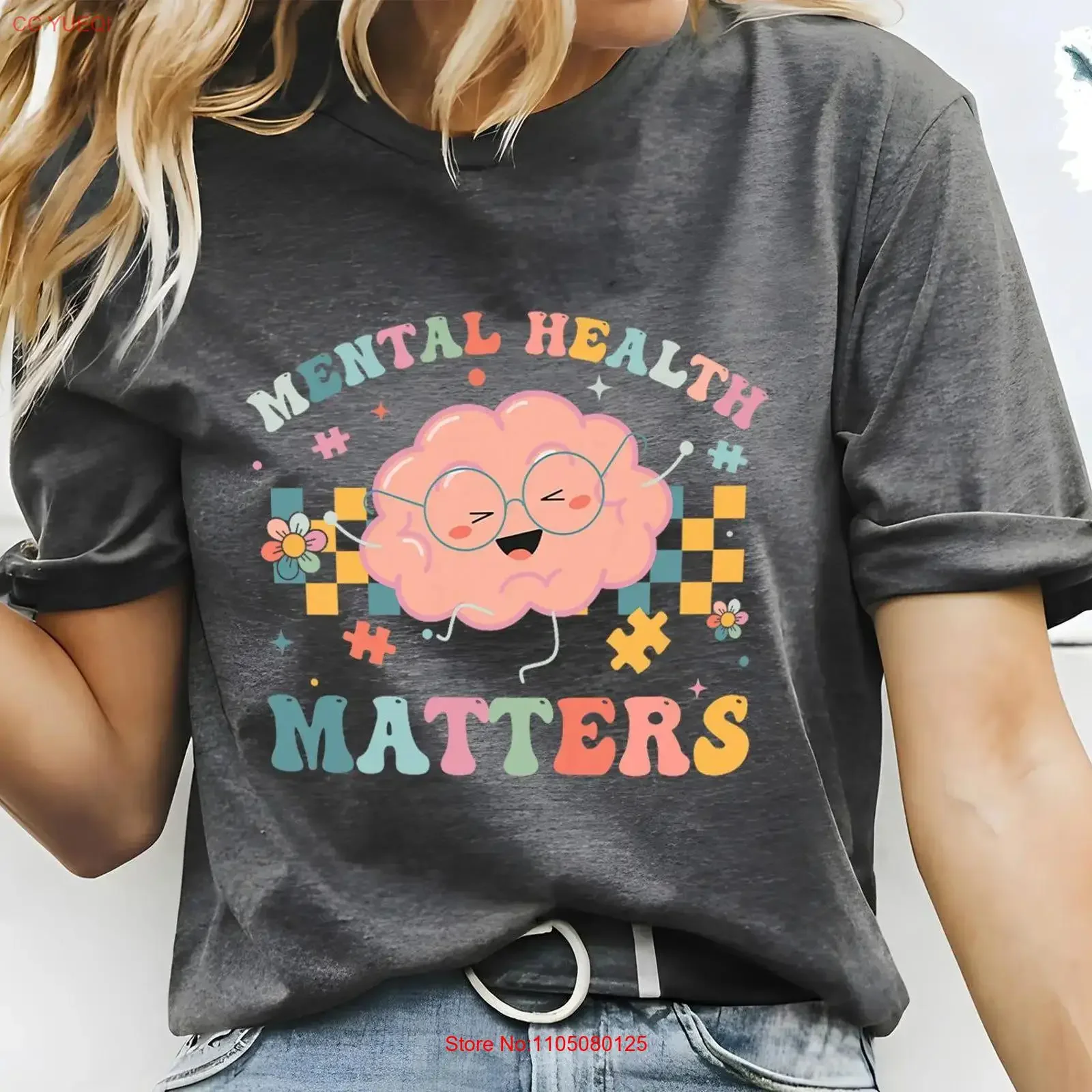 Mental Health Matters T Shirt Plant Lovers Gardening Flower Floral Brain Awareness vintage Washed Stylish homme Unisex Soft