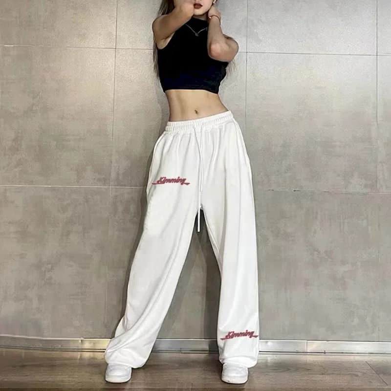 

Women Pants American High Street Hip-hop Sporty Casual Jazz Letter Printing Trousers Korean Fashion Streetwear Women Clothing