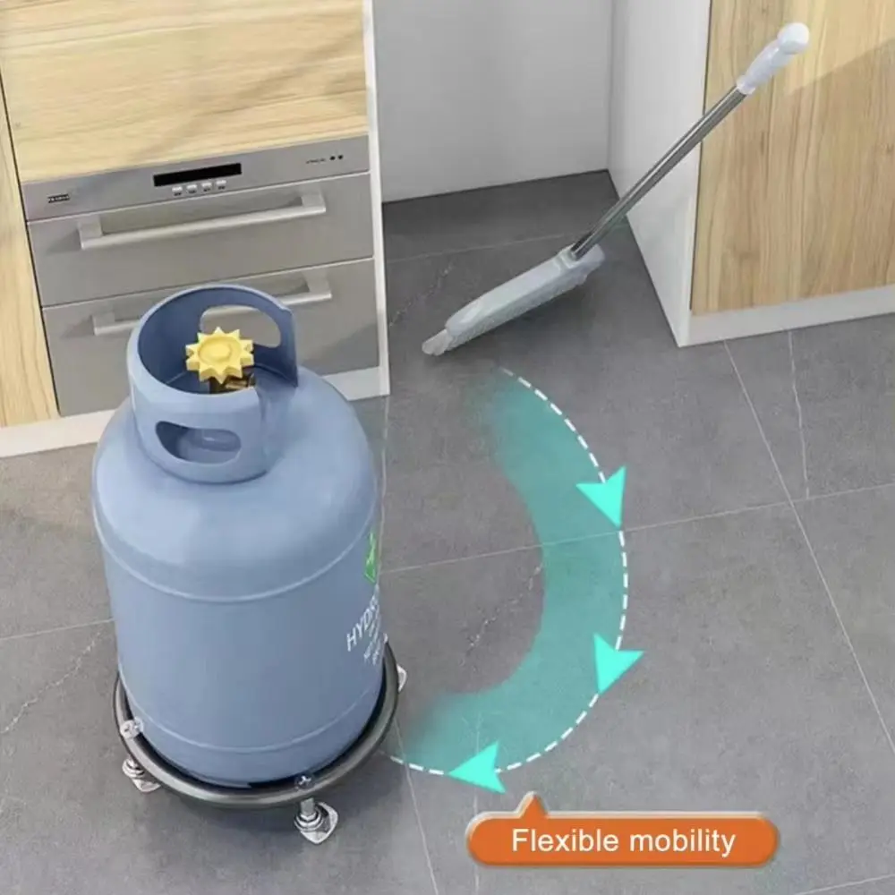 الفولاذ المقاوم للصدأ اسطوانة زجاجة الغاز المحمول قوس يمكن البليت قاعدة لوحة المنقولة عجلات اسطوانة حامل الهاتف المحمول عجلات العجلات #3