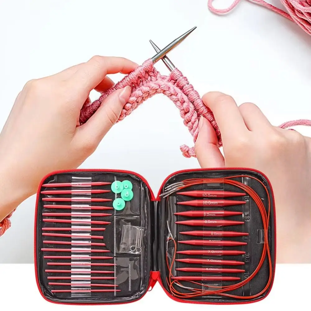

Handmade Ring Needle Set Removable Circular Needle Knitting Needles Set Aluminium Handicraft Sewing Crochet Needle Case