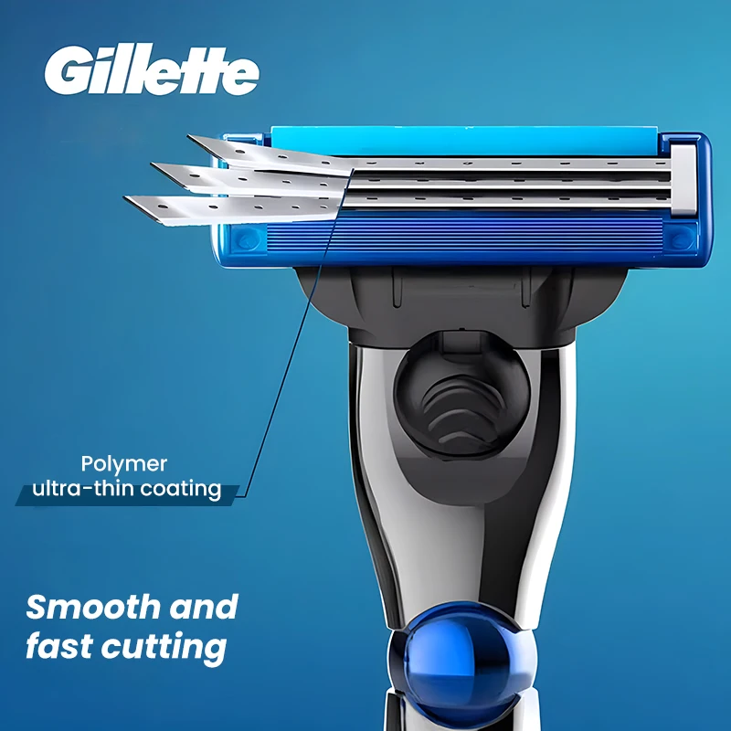 Gillette lâminas de barbear para mach 3 turbo navalha 3d movimento flutuante cabeça de barbear segurança suave e corte rápido navalha para homem