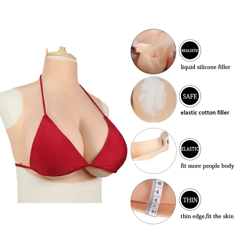 Liifun Silicone Breast Forms Realistic Fake Boobs  Artificial Large Boob Enhancer Tits Shemale Transgender Drag Queen Crossdress