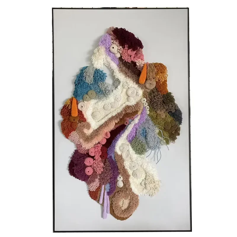 Custom Home Decor Picture Frame Artwork Wall Hanging Fabric Decor Ideas Woven Textile Framed Diy Large Fabric Wall Art