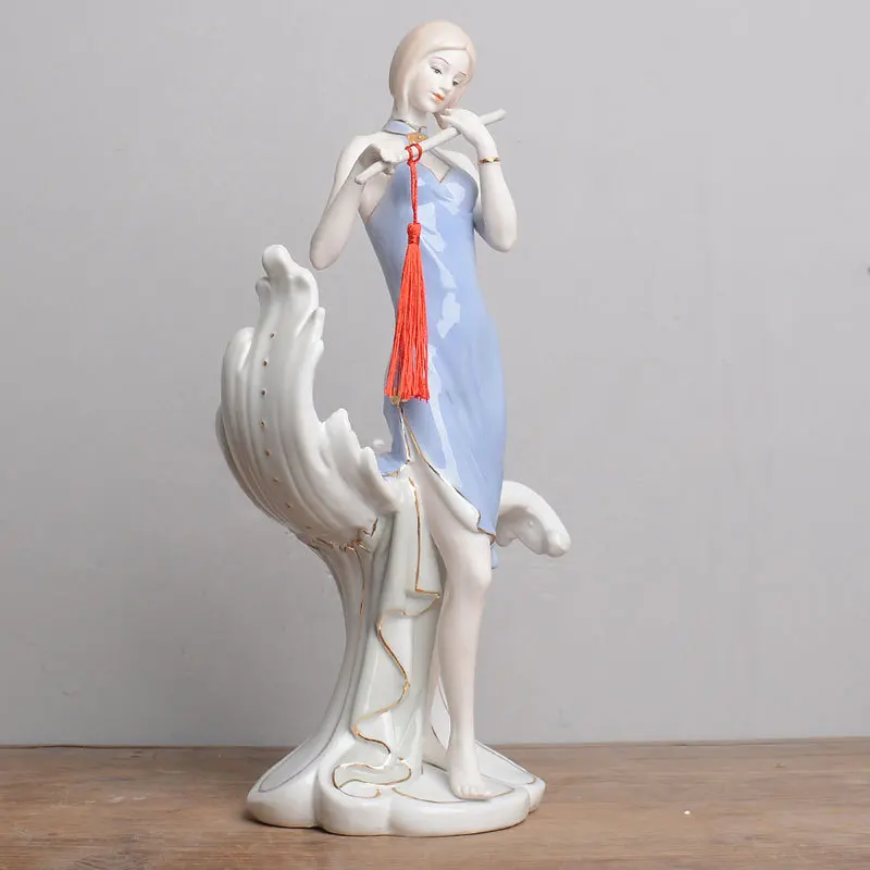 European style flute Western women's home accessories ceramic figure ornaments living room wine cabinet creative new house