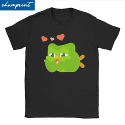 Men Women's Cute Duolingo T Shirts Cartoon Owl Cotton Tops Fashion Short Sleeve Round Neck Tee Shirt Party T-Shirt