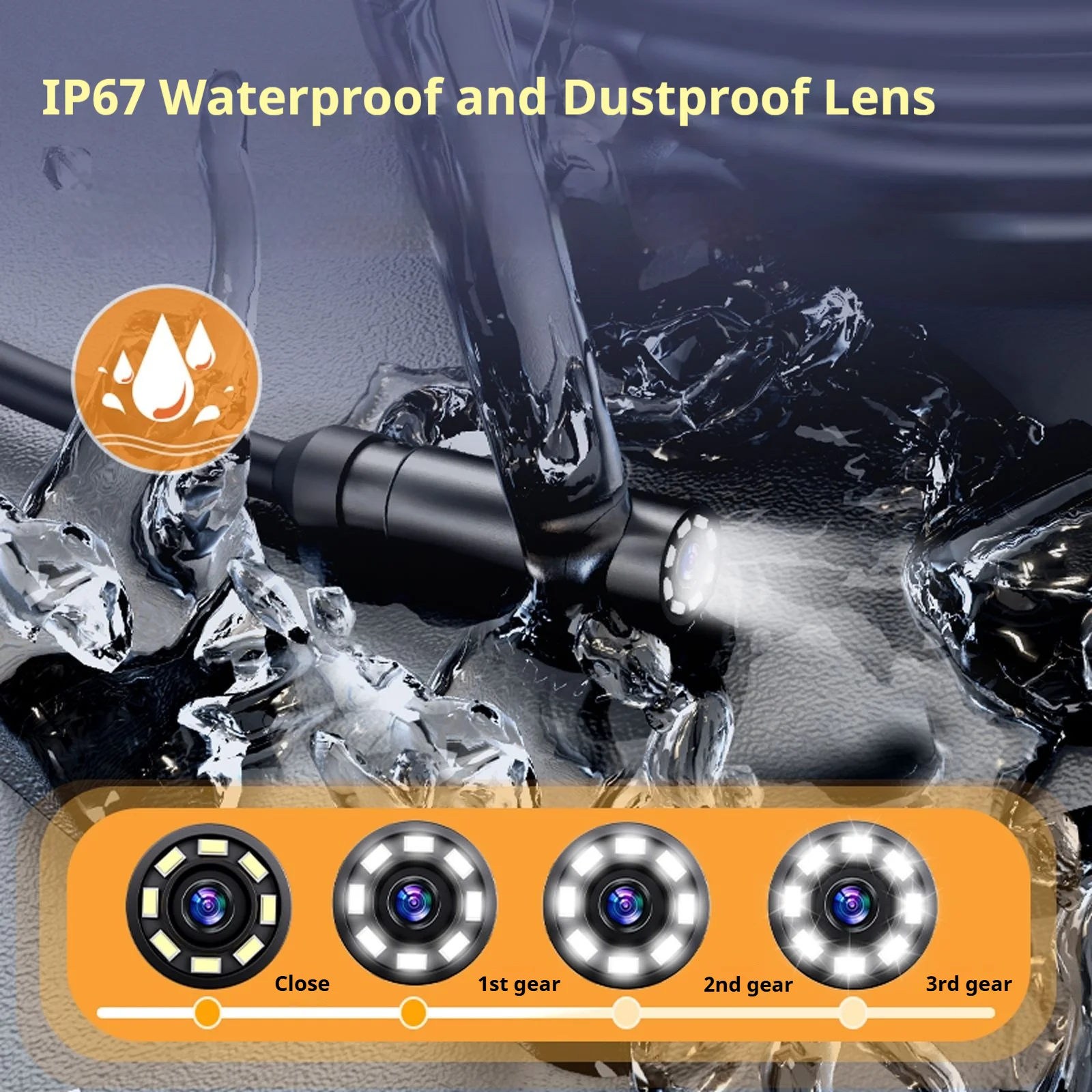 Endoscope Camera with Light Handheld Borescope 4.3" IPS Screen 1080P HD 8 Adjustable LED Lights IP67 Waterproof 16.4FT