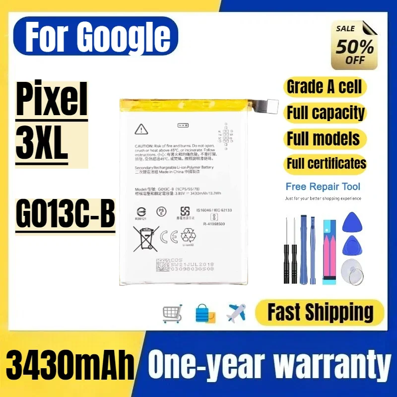 G013C-B for Google Pixel 3XL Mobile Phone Battery High Quality High Capacity Battery Replacement Bateria Grade A Cell with Tools