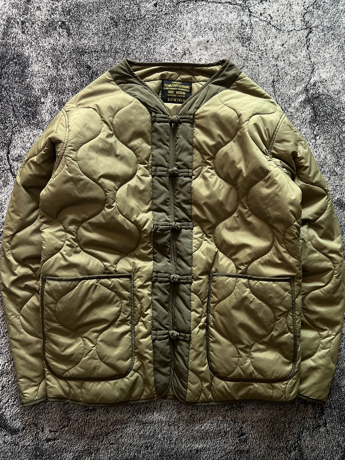 

Retro Chinese Handmade Cotton Jacket Autumn Winter Outerwear Warmth Inner No Collar Layering Workwear Style Trendy