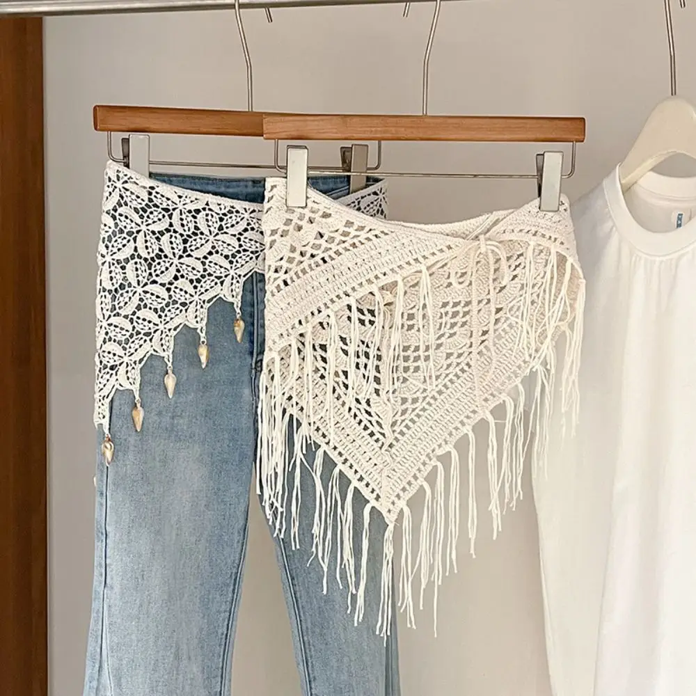 

Bohemian Tassel Knitted Triangle Scarf Exotic Countryside Style Crochet Flower Scarves Cloak Clothes Decoration Fart Curtain