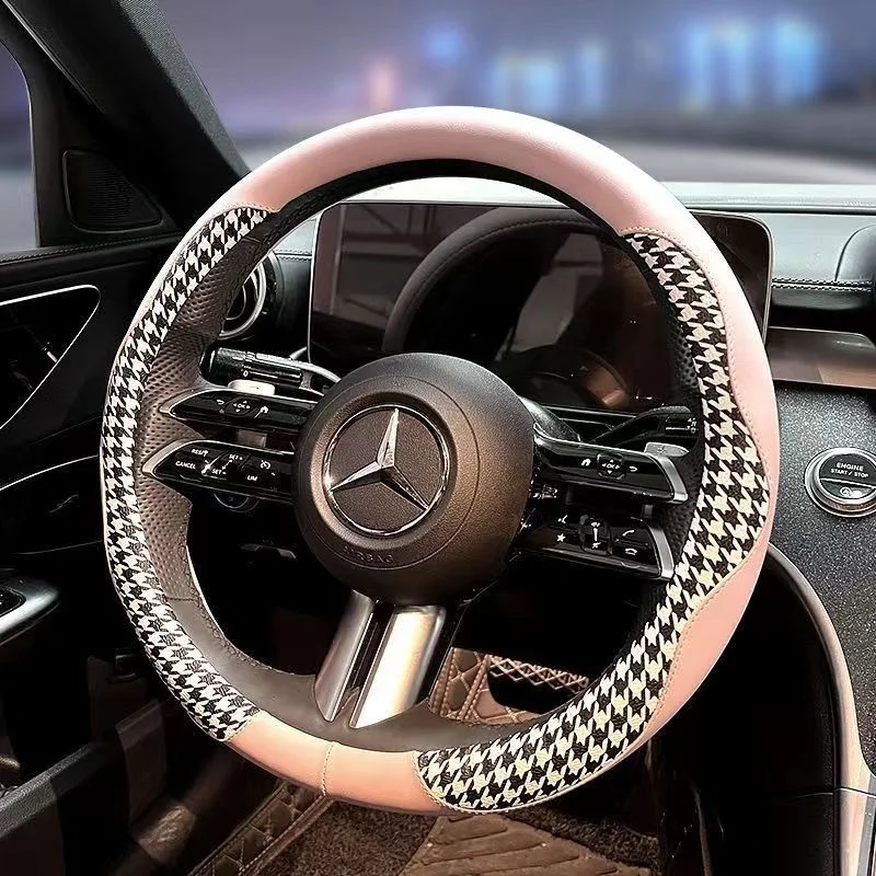 ألياف الكربون الجلود غطاء عجلة القيادة سيارة 37-38 سنتيمتر عدم الانزلاق مقاومة للاهتراء امتصاص العرق موضة غطاء عجلة القيادة #2