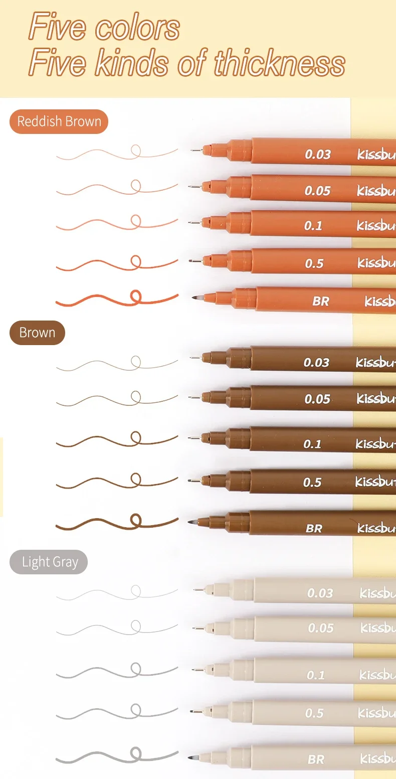 5 Stück farbige Mikrostift-Fineliner-Stifte, hochwertige Pigment-Liner-Multiliner-Augival-Tinte, mikrofeiner Stift, zum Skizzieren, Zeichnen – Detail 3
