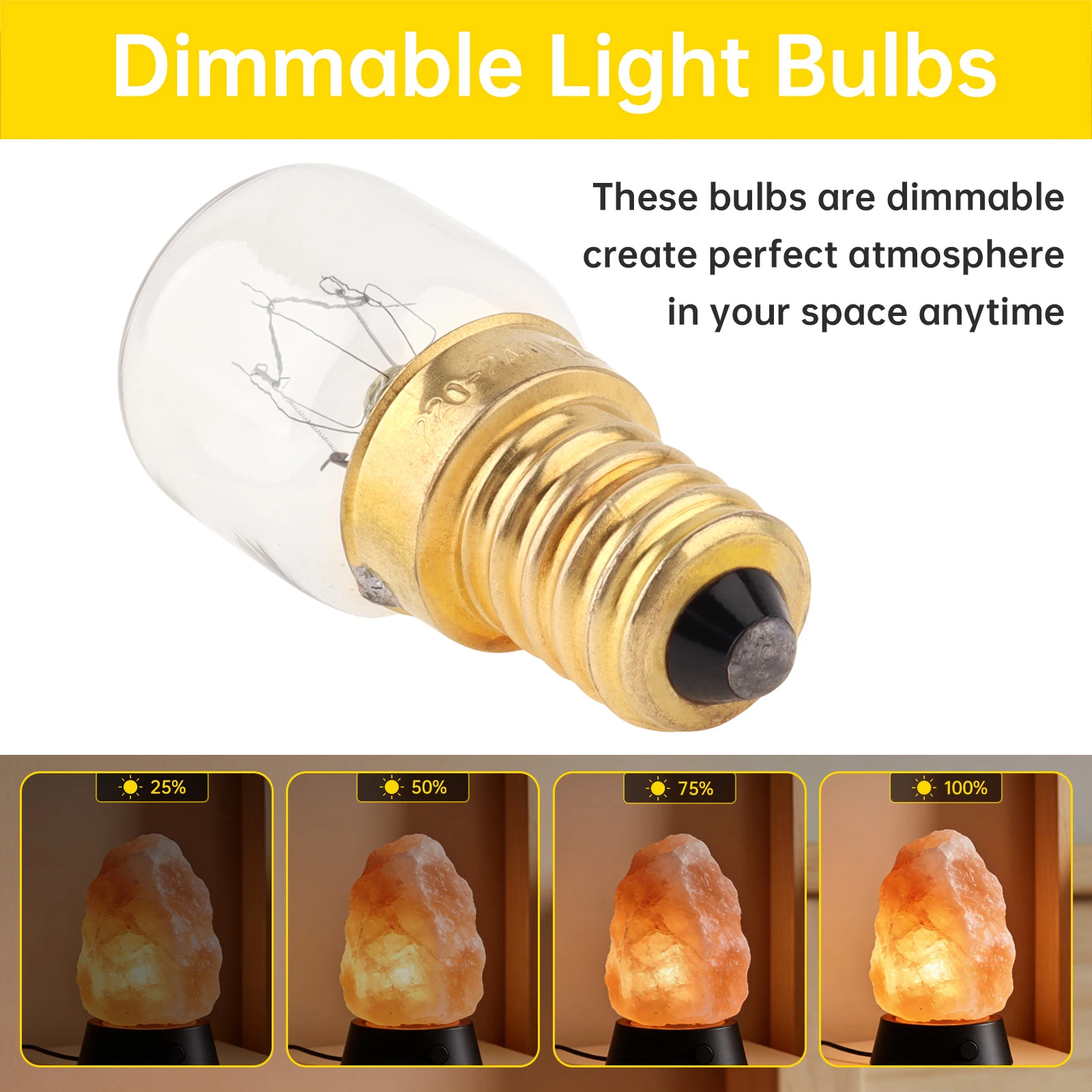 E14 Socket 6 Feet Salt Lamp Cord with Dimmer Switch and 6 Pcs 15W Bulbs Clip in Himalayan Salt Lamp Cord with Base Assembly
