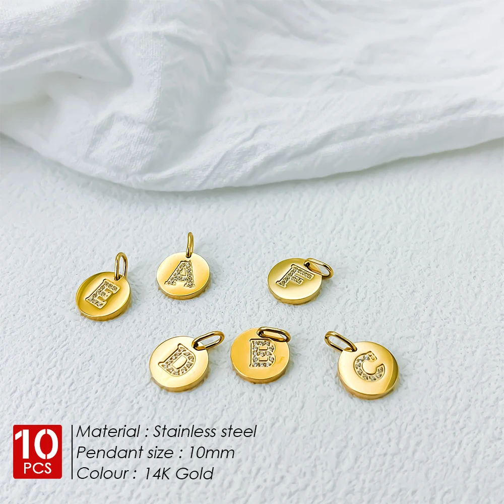 eManco 10PCS Zirconia Golden Alphabet Charms A-Z Letter DIY Pendant for Making Women's Necklace Bracelet Jewelry Wholesale