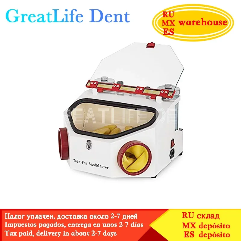 GreatLife Twin Double Pen Dental Lab Equipment Dental Air Prophy Air Polisher Sandblasting Machine Dental Sandblasting Machine