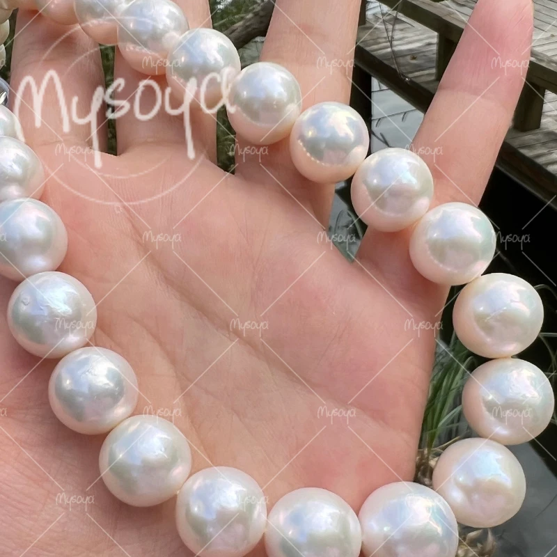 MYSOYA 11-13mm Large White Edison Pearl Necklace, Suitable for Birthday/Anniversary/Wedding/Mother's Day/Father's Day Gift A1000