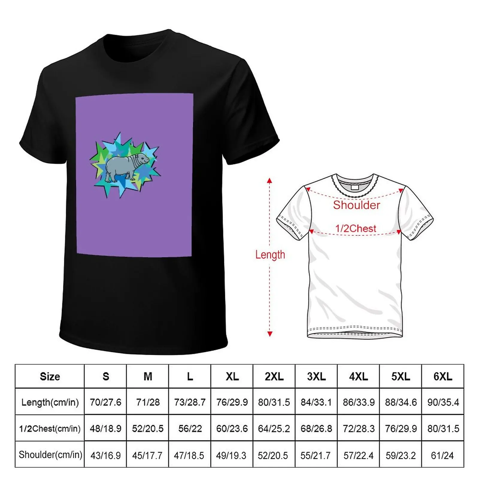 Retro pop pygmy hippo calf T-Shirt t shirt for man 100 percent cotton T-Shirt