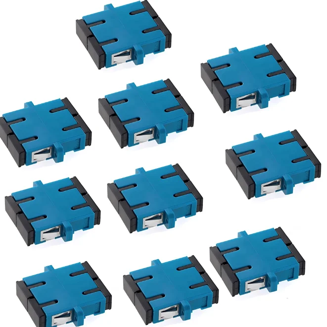 10PCS SC Duplex Fiber Optic Adapter Female to Female Coupler for Single Mode & Multimode Fiber Networks