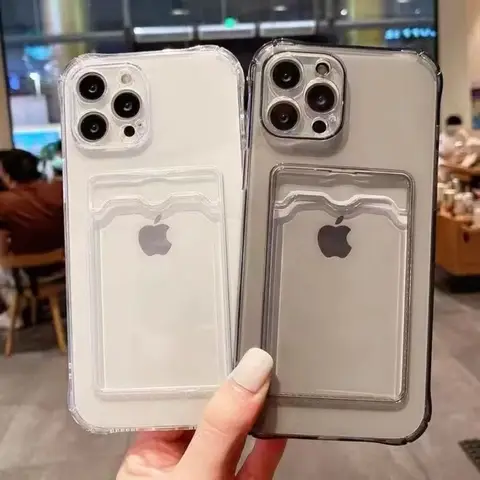 Advanced Clear Silicone Card Pack Phone Case For iPhone 18 17 16 15 14 13 12 11 Pro Xs Max Plus Air Mini XR X 17e 16e Cover