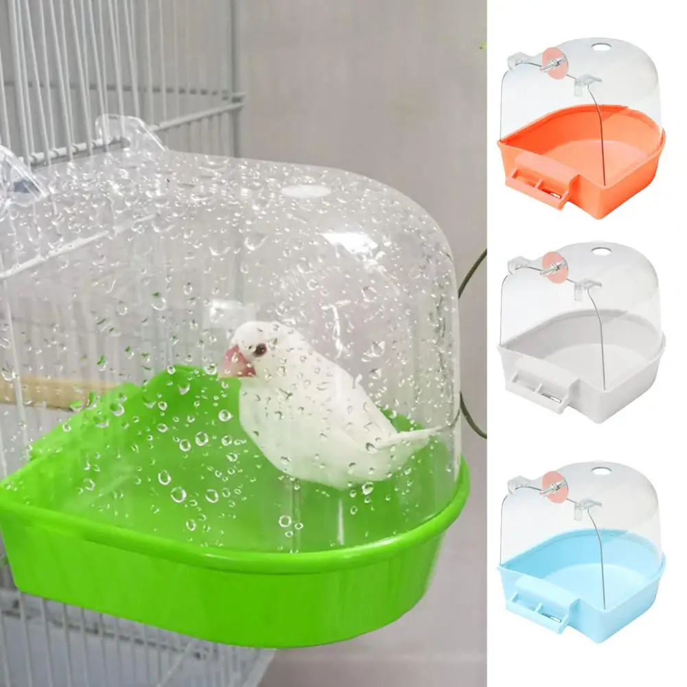 1PC Parakeet Caged Bird Bath Bathtub Water Injection Hole Washing Dry Cleaning Plastic Thicken Parrot Bath Box Bird Supplies