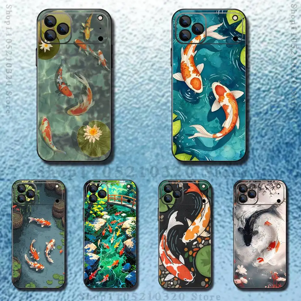 

Koi Carp Painting Art Phone Case For iPhone 17,16,15,14,13,12,11,Pro,Max,Plus,E,Air,Mini Protective TPU Cover