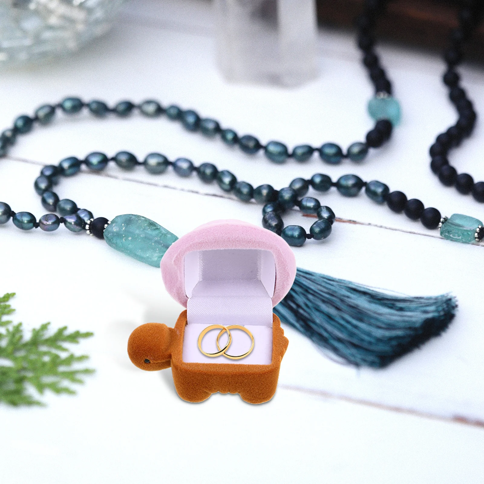 

Creative Turtle Jewelry Box Mini Stuffed Sea Turtle Ring Earrings Organizer Animal Keepsake Decorative Storage Travel Case Small