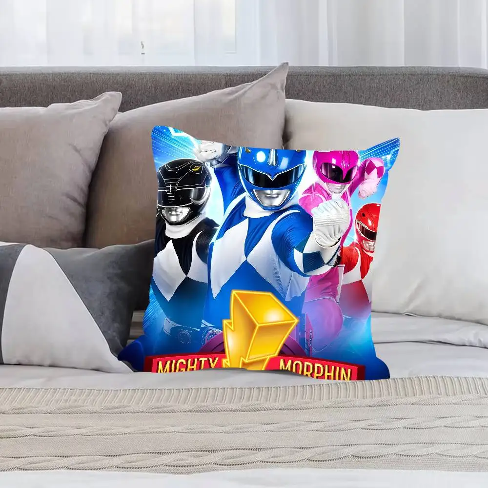 M-Mighty M-Morphin Power Rangers كيس وسادة مكافحة الغبار المخدة غير مرئية سستة حريري قصير أفخم غطاء وسادة أريكة