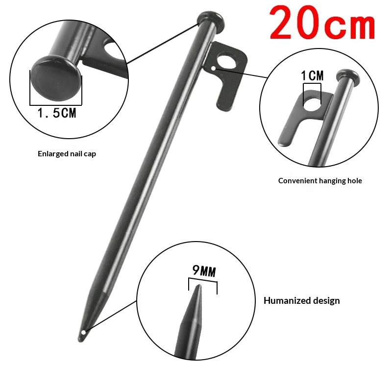 Heavy Duty Thickened Steel Tent Stakes 20cm Long for Outdoor Camping Beach Snowy Campground Awning Use