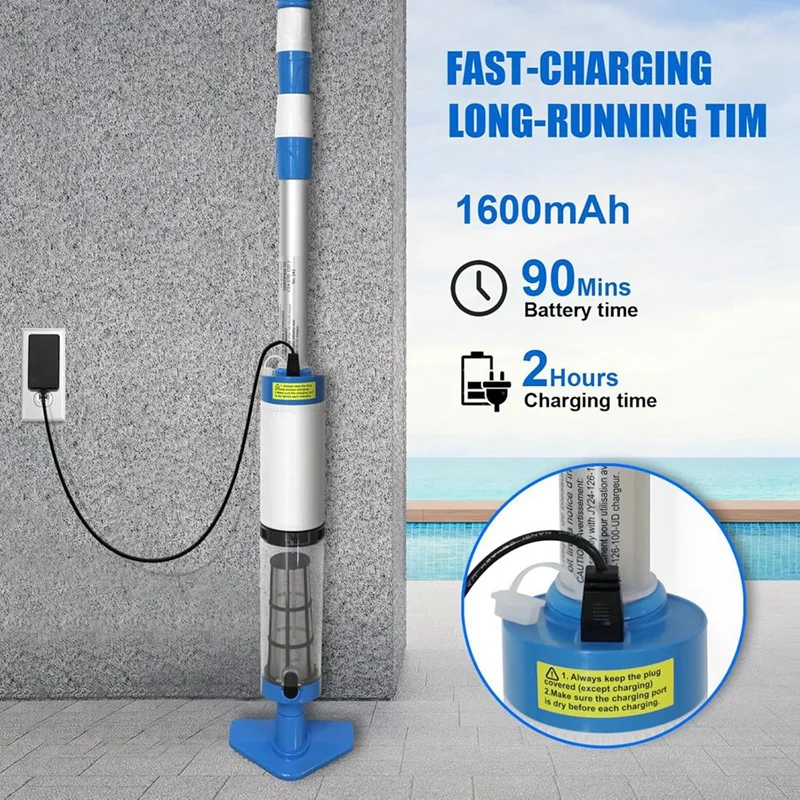 US PLUG 3 In 1 Cordless Pool Vacuum,Handheld Pool Cleaner For Spas,Hot Tubs And Small Pools For Sand And Debris