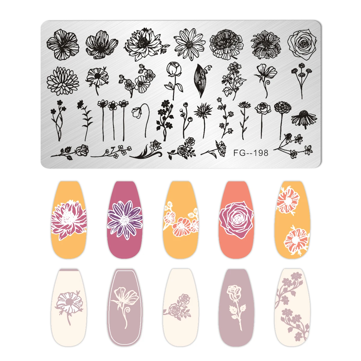 FRUIT LEMON TEMPLATES Flower Stripe Design Stamping Plate Strawberry Lady Face Nail Stamp Templates Leaf Floral Printing Stencil