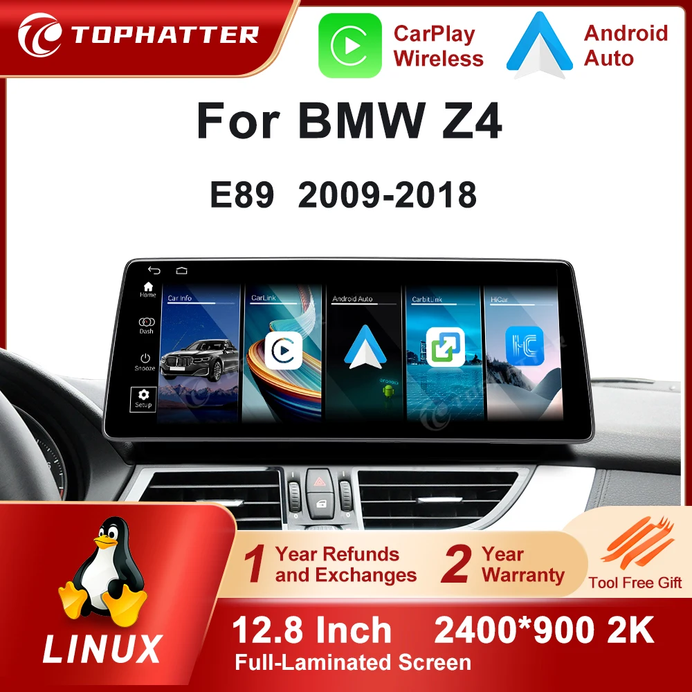 

CarPlay For BMW Z4 E89 2009-2018 NBT/CIC System 12.8in 2K Screen Car Radio LInux Multimedia Player Navi Head Unit 360