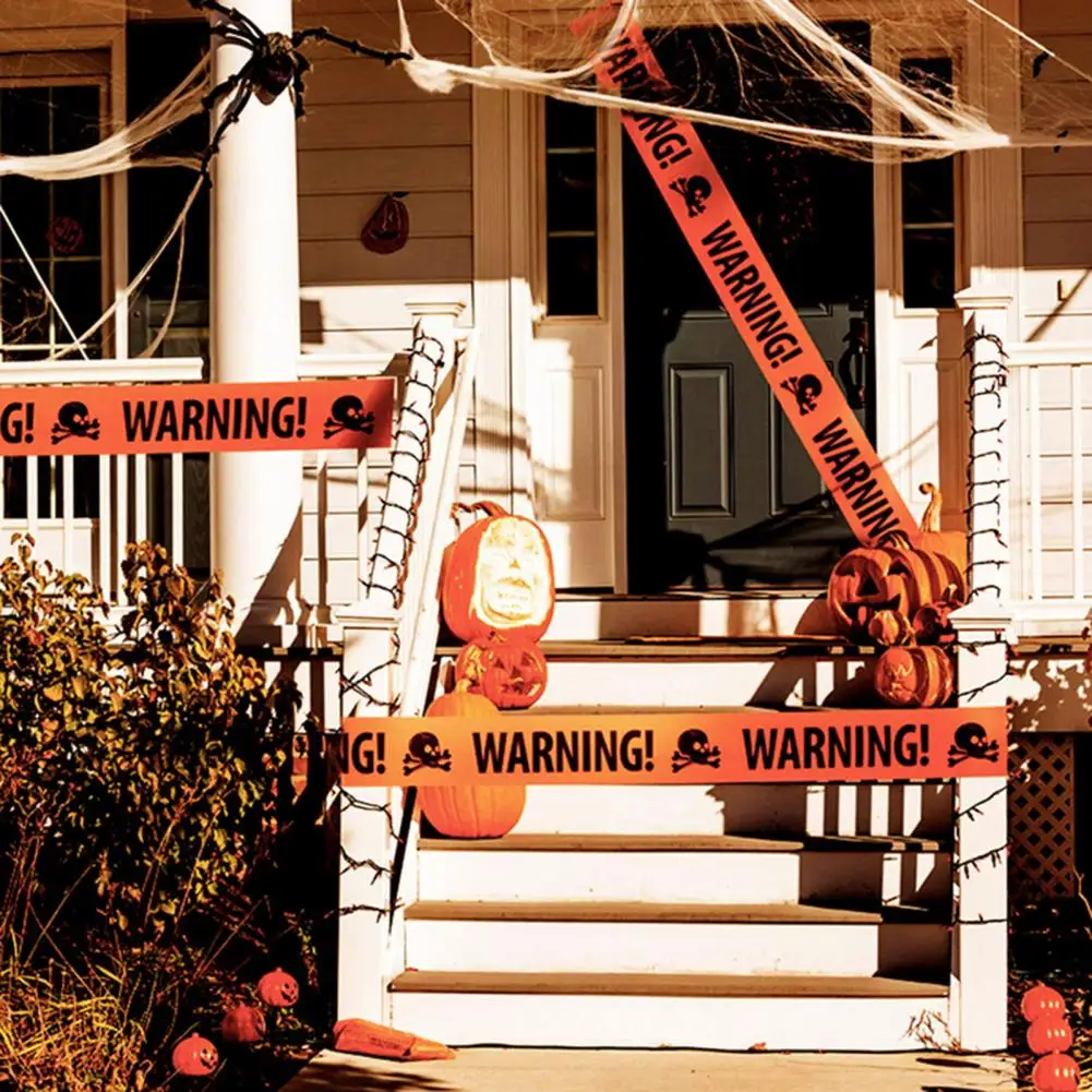 4 Pcs Spooky Halloween Warning Tape Halloween Themed Printed Caution Tape Parties Outdoor Decorations For Haunted Houses