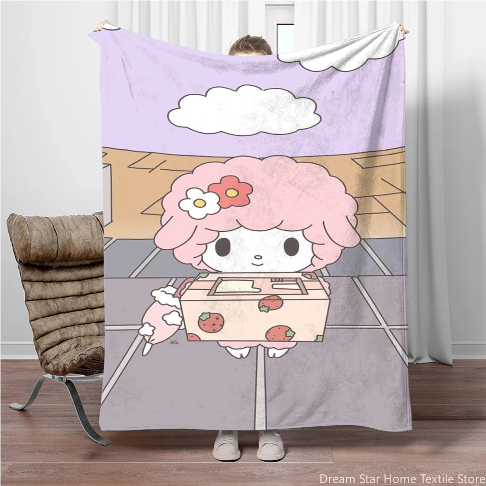 MINiSO Sanrio Piano Cute Flannel Blanket Kawaii Warm Quilt For Children Adult Soft Bedding Sofa Office Travel Camping Girl Gift