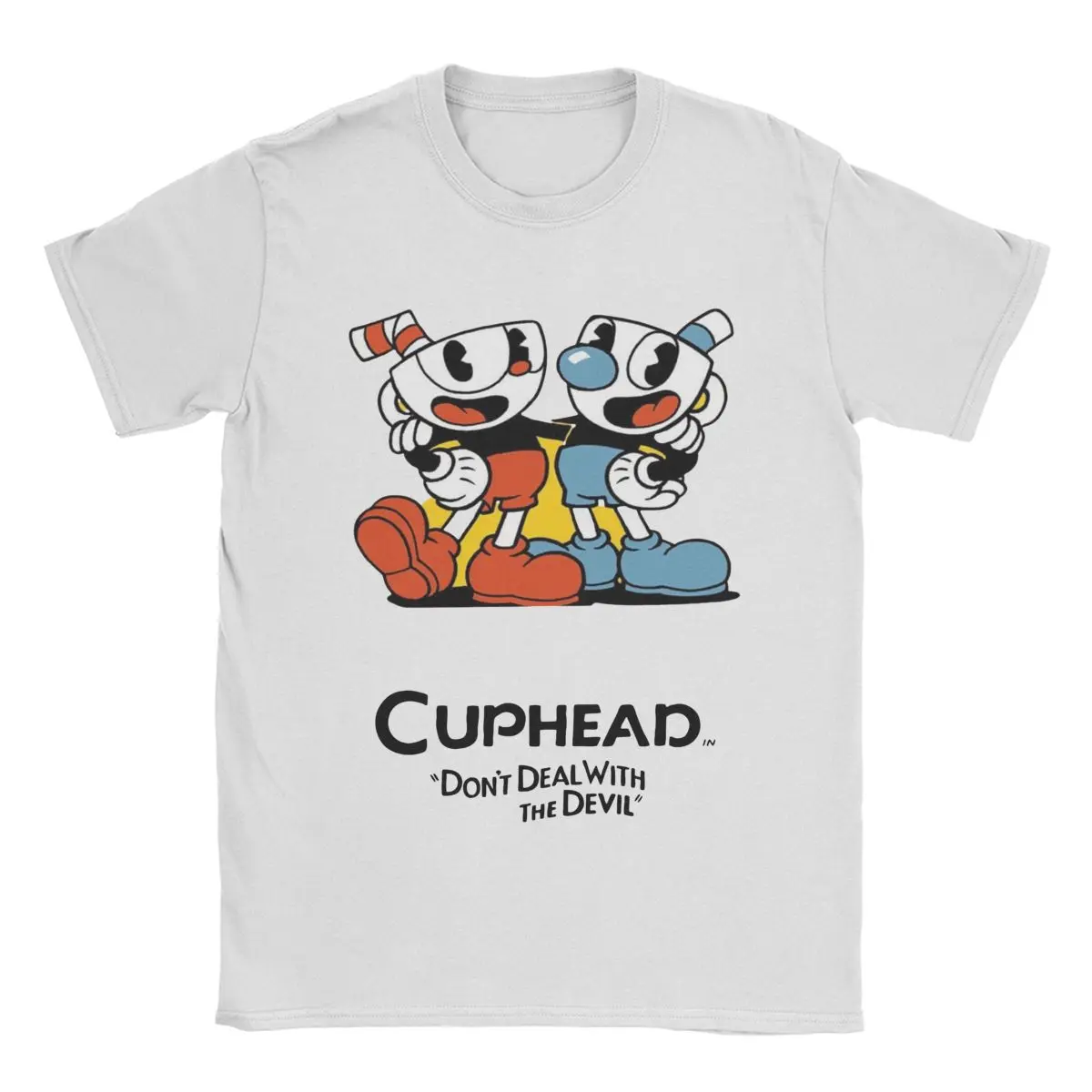 Men CUPHEAD Don\'t Deal With Devil Video Game T Shirts Mugman Cotton Clothes Vintage Short Sleeve Crewneck Tees Printed T-Shirts