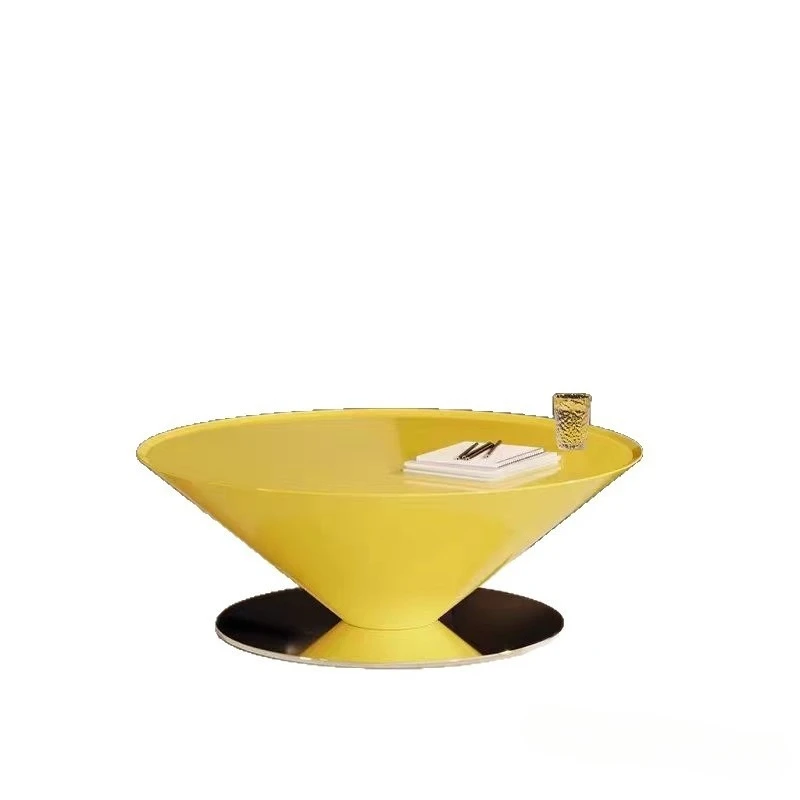 French round suspended flying saucer minimalist coffee table, living room home, modern light luxury table