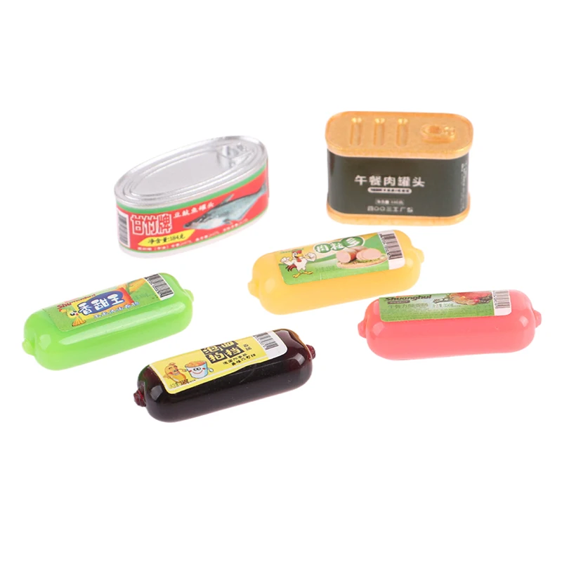 5Pcs 1/12 Dollhouse Simulation Ham Canned Dollhouse Miniature Food Decoration Dolls House Accessories