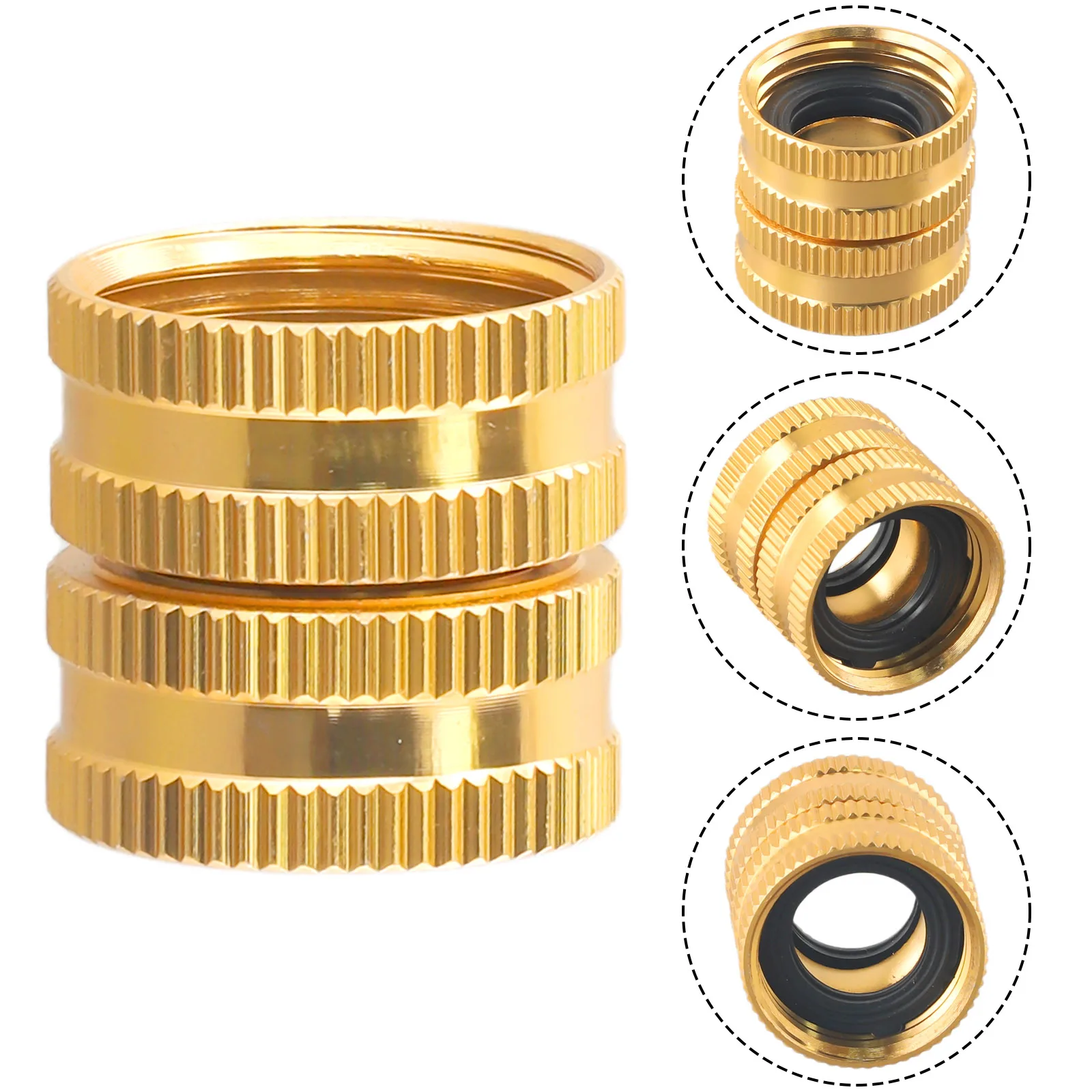 Two Way Aluminium Alloy Garden Hose Female-Female Connector Garden Hose Adapter Standard 3/4 Inch External Thread Fittings
