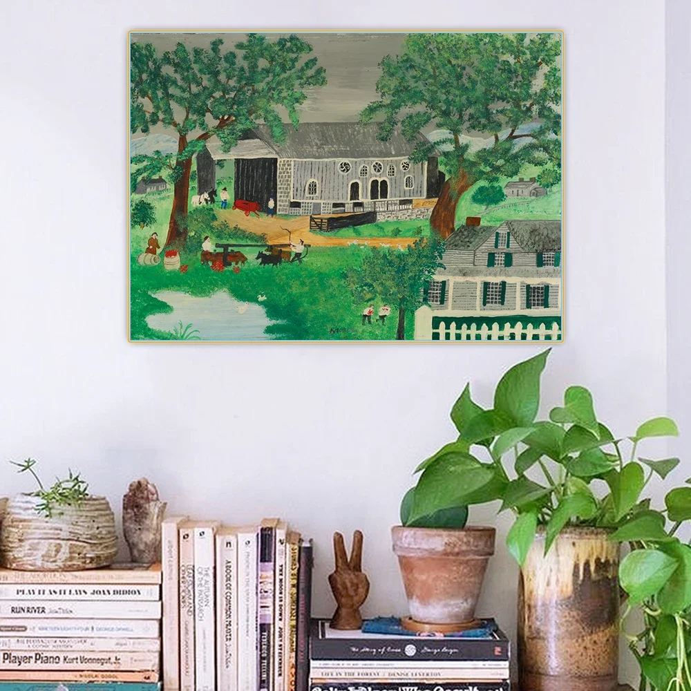 Anna Mary Robertson Grandma Moses《Pennsyvania Barn》Canvas Oil Painting Art Aesthetic Picture Wall Hanging Decor Home Decoration