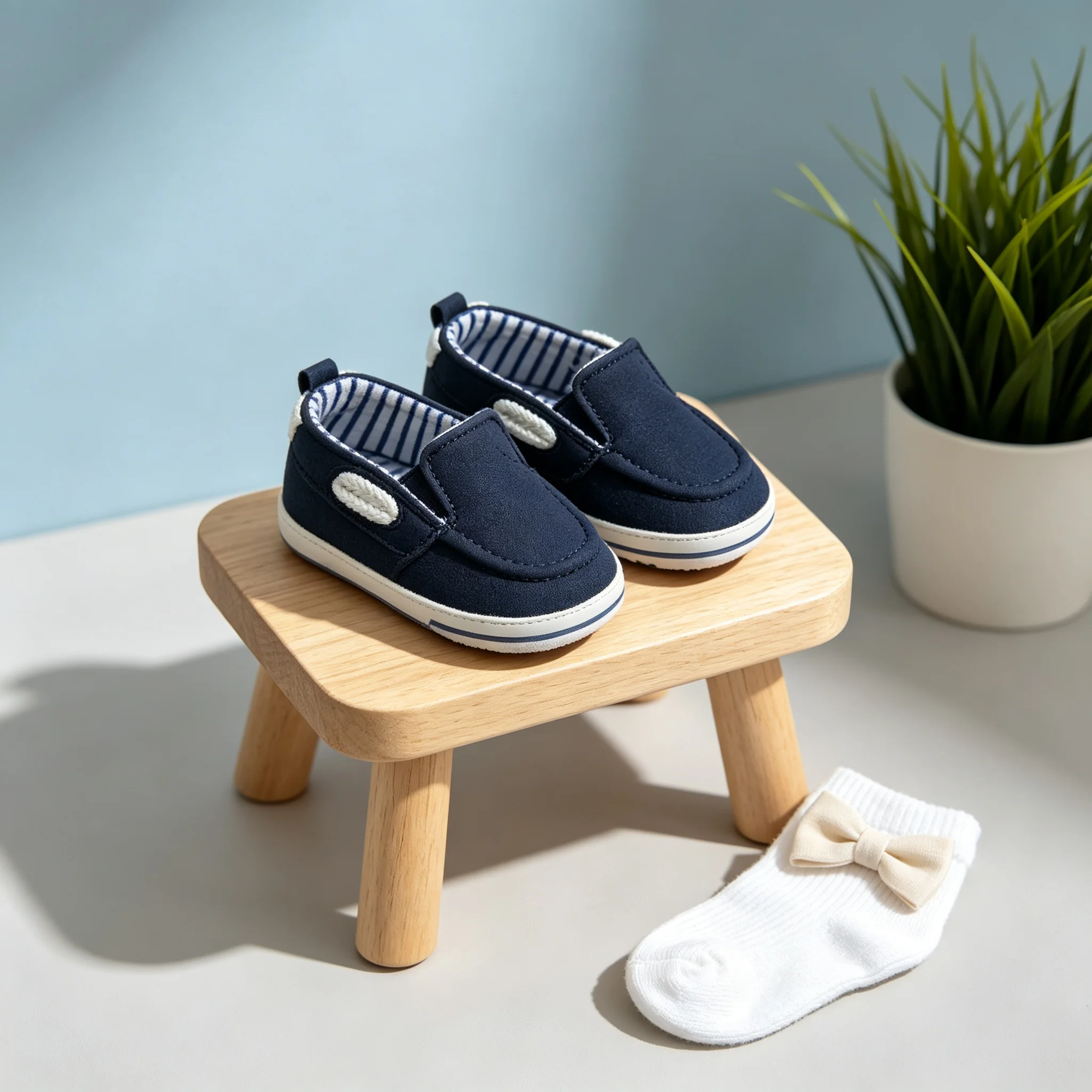 Baby Boys Loafers Shoes 0-18 Months Infant Canvas Fabric Slip-on Soft Sole Anti-slip Toddler Dress Shoes First Walkers