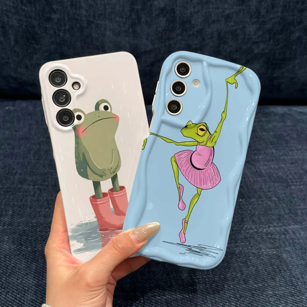 Cute Cartoon Frog Cover For Samsung Galaxy A73 A55 A26 A24 A06 A05 Feilin Phone Case Wave Oil Phone Case