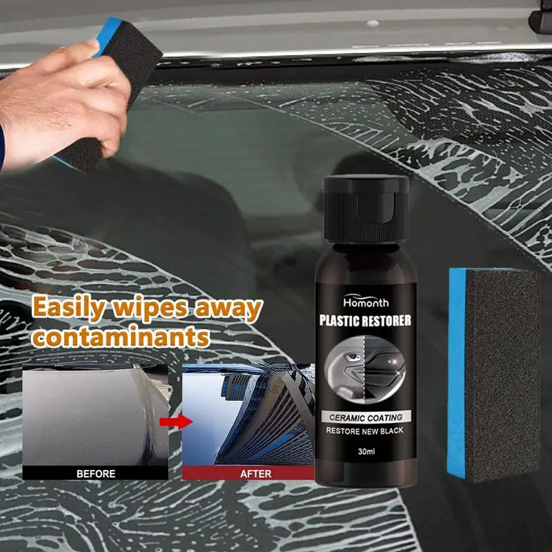 Restaurador de embellecedor de coche, agente de revestimiento revitalizante, Nano refrescante, protege la superficie del vehículo, con una esponja para Interior, restaurador rápido