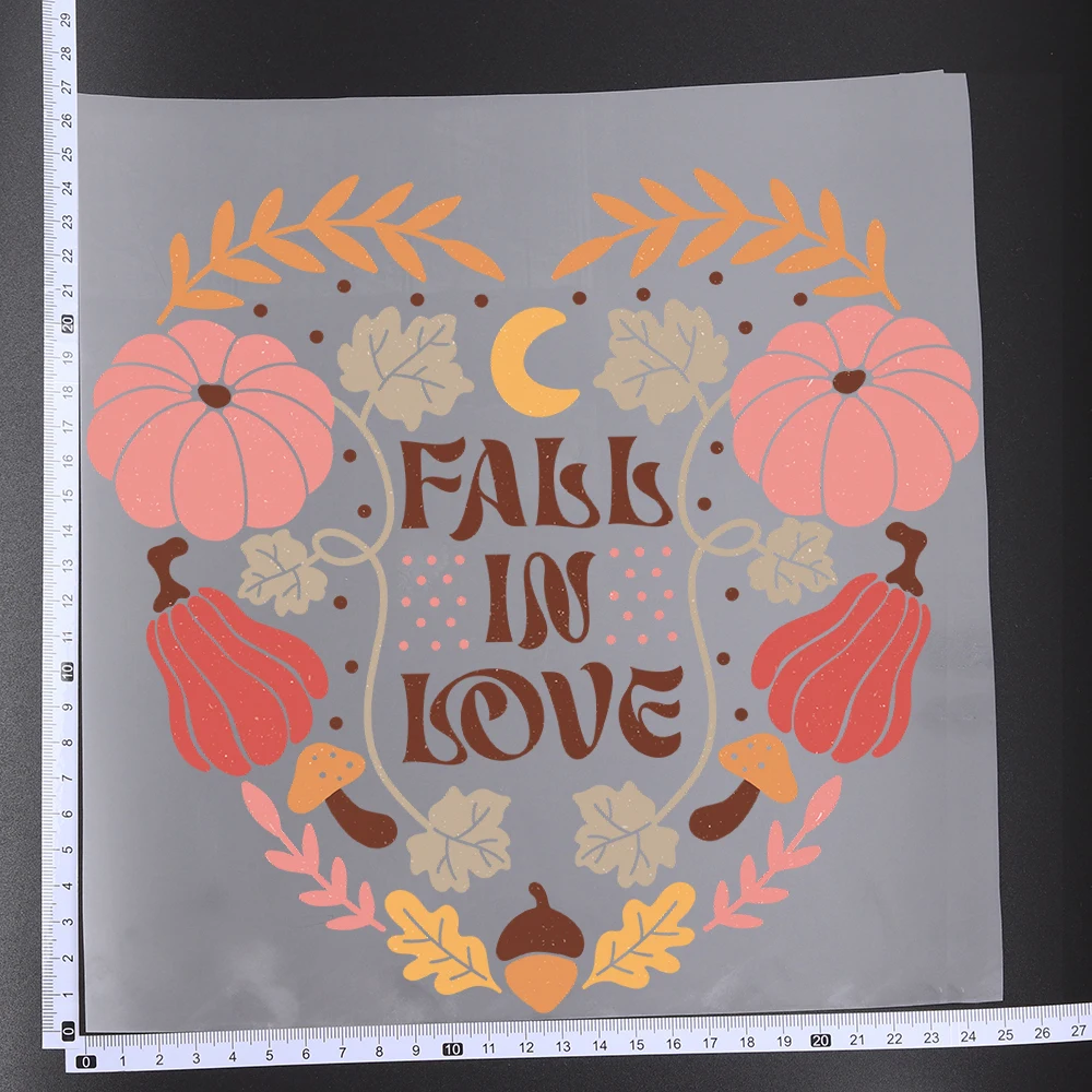 Cartoon Autumn Pumpkin Design Transfer Patches For Clothes Applqiues DIY A-Level Washable T-shirts Iron-on Thermal Stickers
