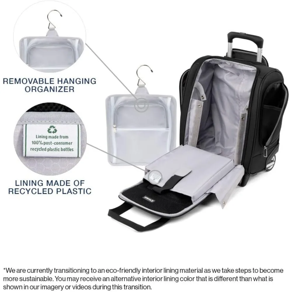 Lightweight Compact Rolling Underseat Carry-On Upright 2 Wheel Bag for Men and Women, Black, Softside Luggage