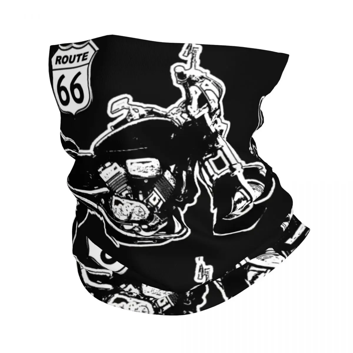 Motorcycle R-Route 66 Bandana Neck Cover Printed Motorcycle Club Wrap Scarf Running Unisex Adult Washable