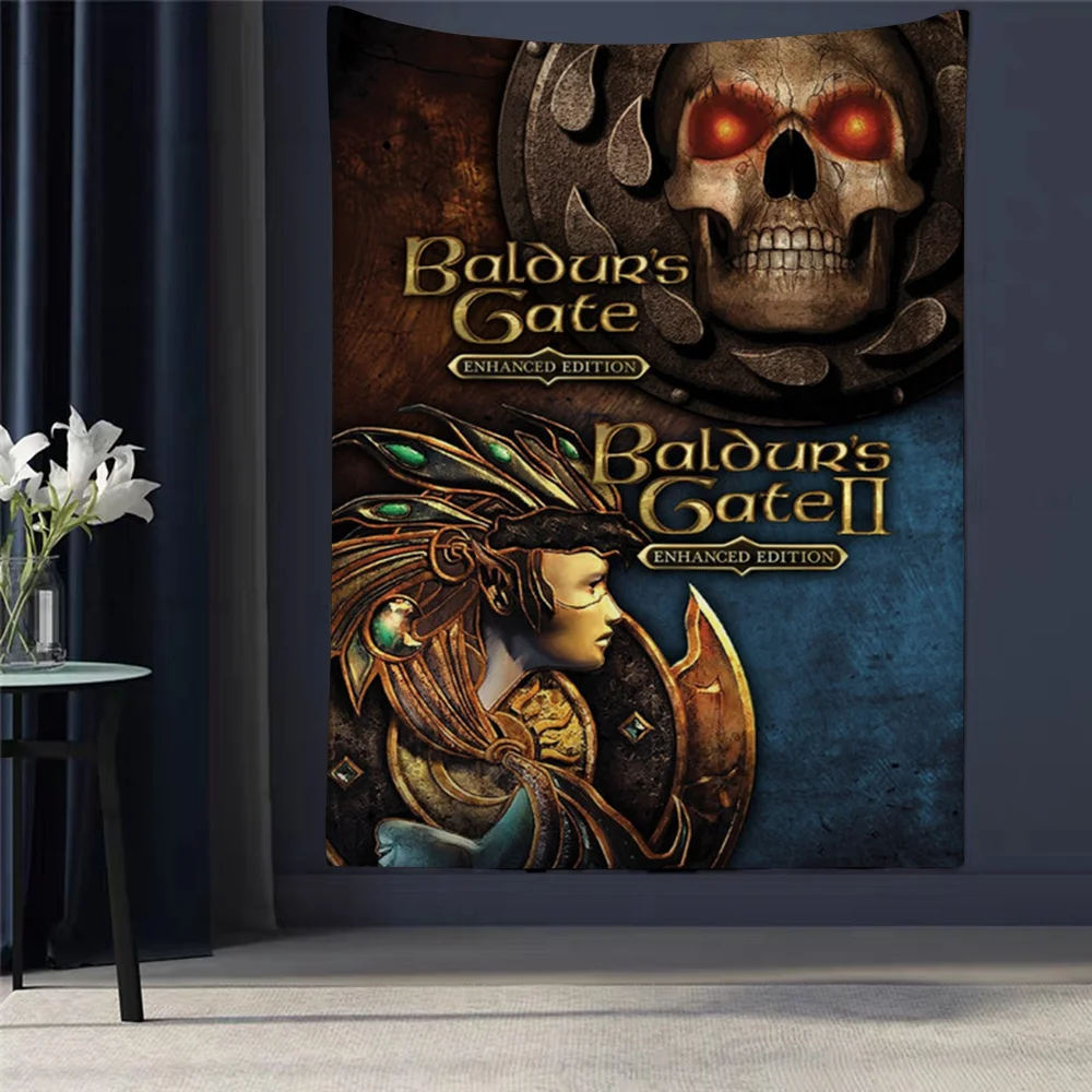 

B-Baldur's Gate Game Hanging Bohemian Tapestry Hanging Tarot Hippie Wall Rugs Dorm Japanese Tapestry