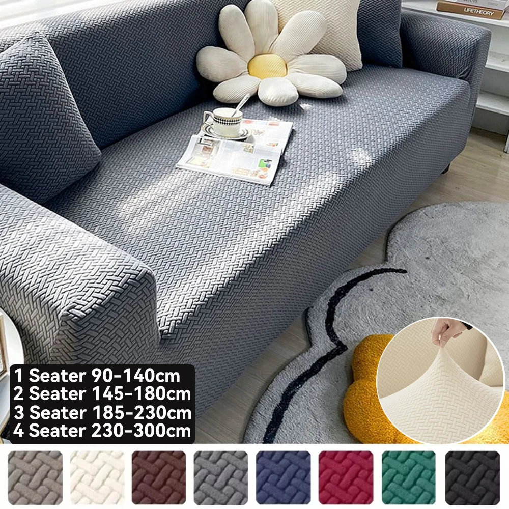 

Jacquard Elastic Sofa Covers Geometric ArmChair Knitted Sofa Couch Slipcovers Chair Protector For Living Room L Shaped
