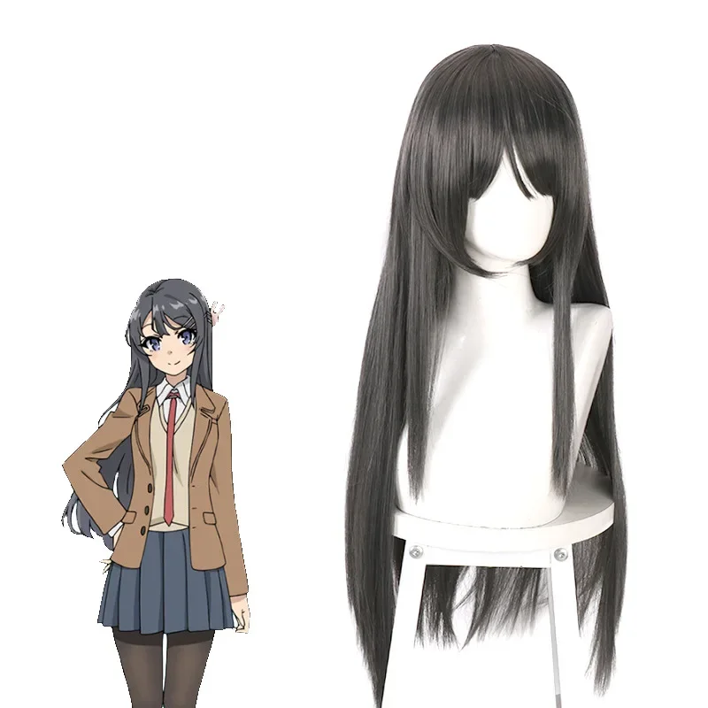 Novel Sakurajima Mai Cosplay Wigs Headwear Rascal Does Not Dream of Bunny Girl Senpai Synthetic Hair Long Straight Gray Hair Wig