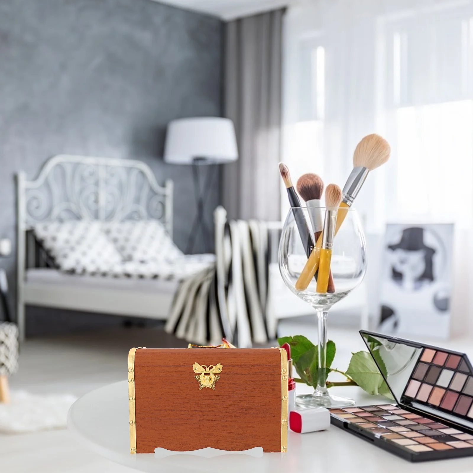 

1pc Lock Case For Home Decor Wood Wood Box Treasure Case Jewelry Storage Wooden Money Wooden Money Bank Bank