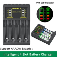 Battery Charger 4 Slots Intelligent LED Indicator USB Charger for 1.2V Ni-MH/Ni-Cd Rechargeable Batteries AAA/AA Battery Charger