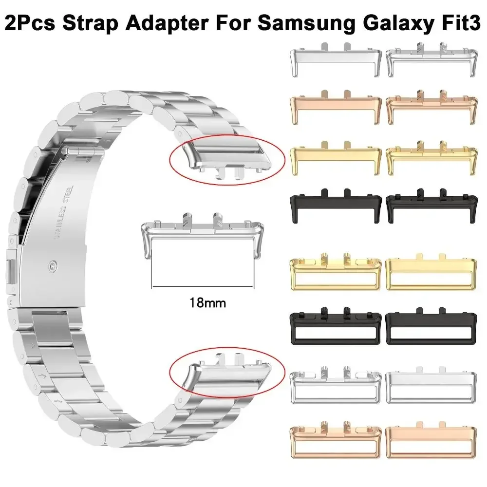 1Pair 18mm Adapter for Samsung Galaxy Fit 3 Watchband Strap Connector Bracelet 316L Stainless Steel Accessories Fit3 18MM Width